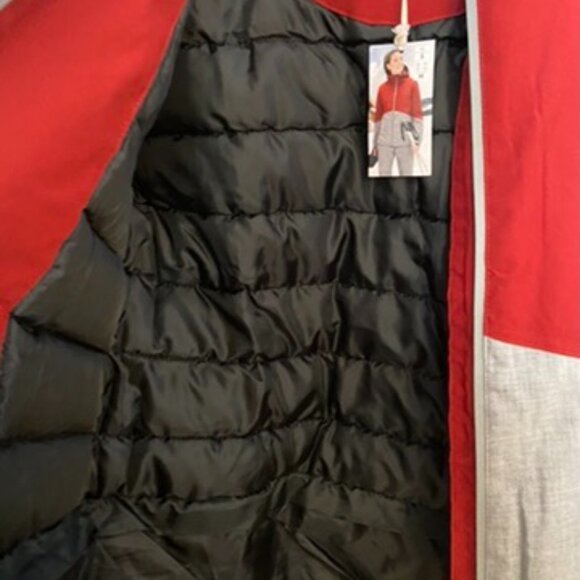 NWT Red & Gray Colorblock Zip-Up Jacket – Hooded Windbreaker w/ Pockets - Picture 7 of 8